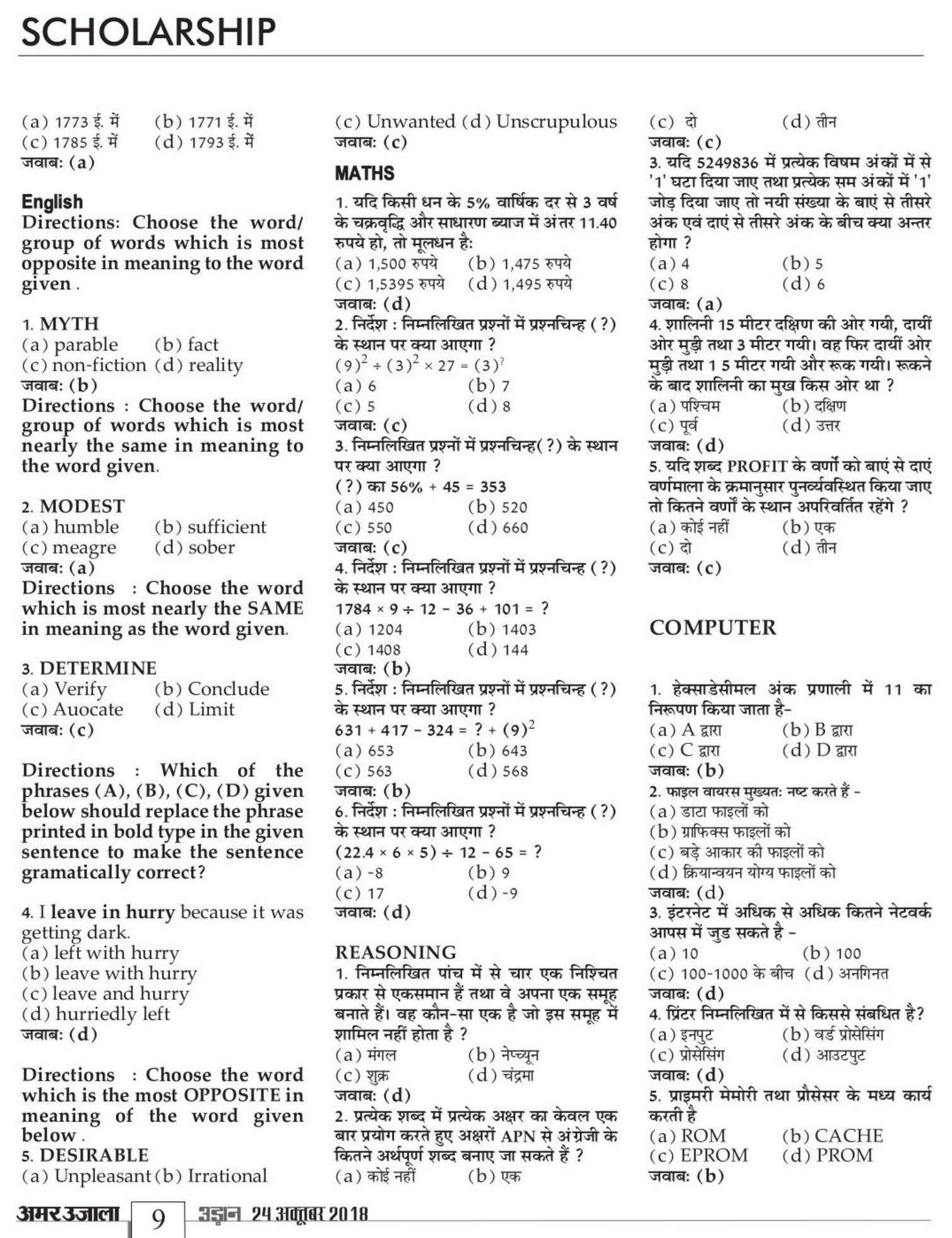 Atul Maheshwari Scholarship Syllabus