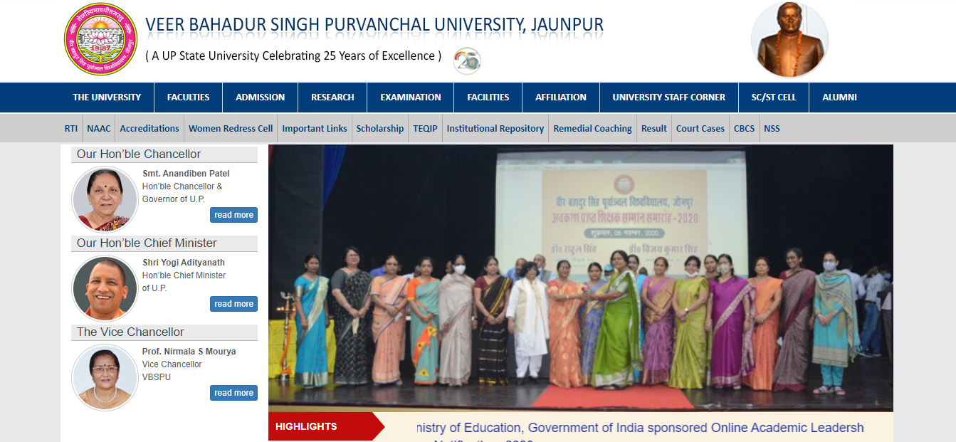 VBSPU B.A 1st Year Time Table 2021