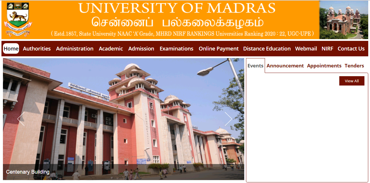 Madras University BA Part 3rd Year Result NC / Regular 2021