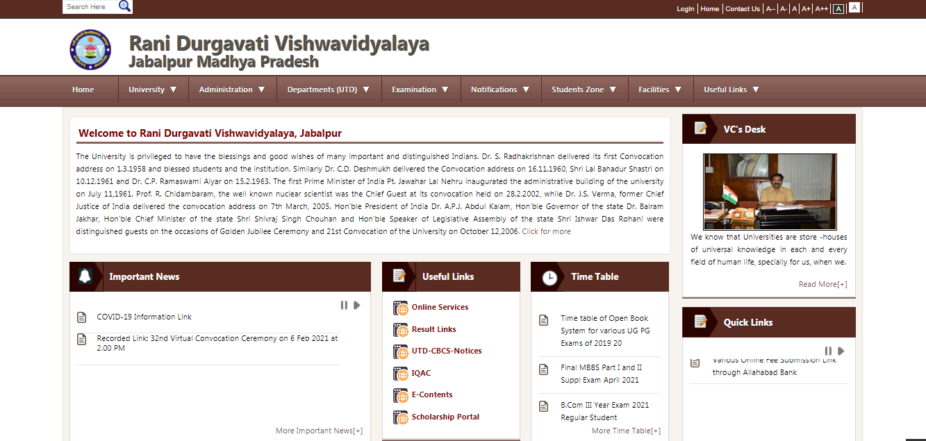 RDVV BA 1st year Time Table
