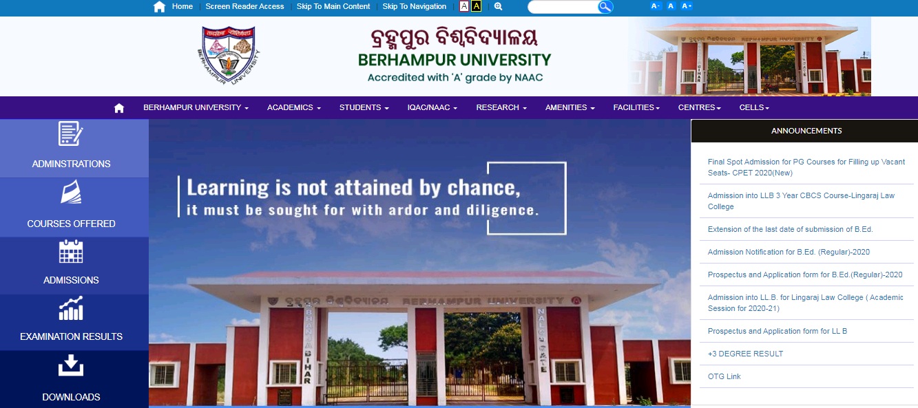 Berhampur University B.Com 3rd year Time Table