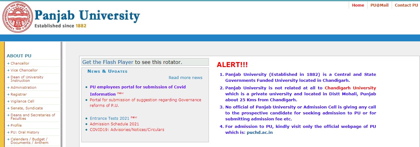 Panjab University B.Com 3rd year Time Table 2021