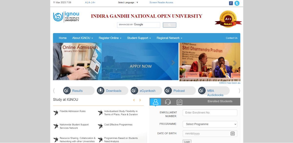IGNOU HALL TICKET APRIL
