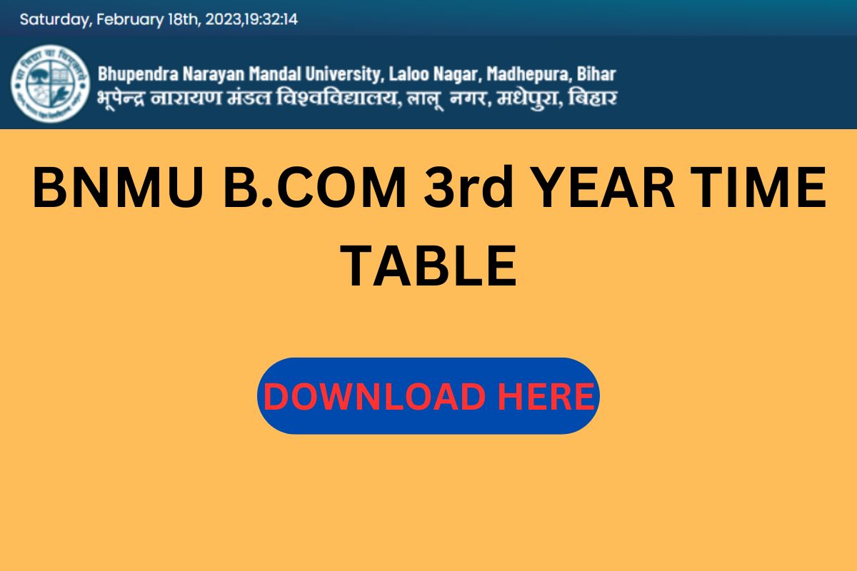 BNMU B.COM 3rd YEAR TIME TABLE