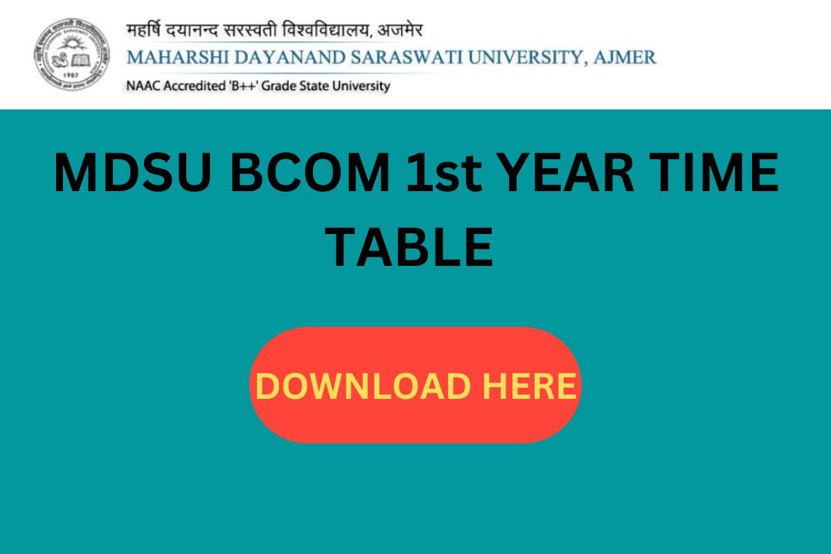 MDSU BCOM 1st YEAR TIME TABLE