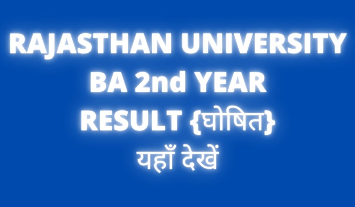 Rajasthan University BA 2nd Year Result 2021 