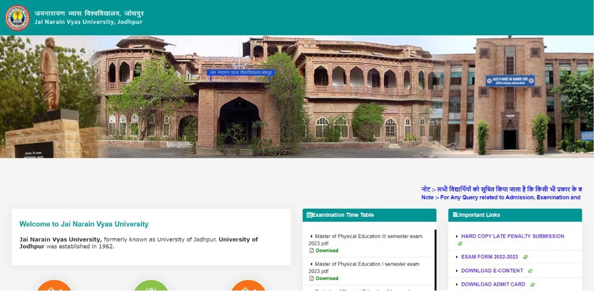 JNVU B.COM 3rd YEAR TIME TABLE