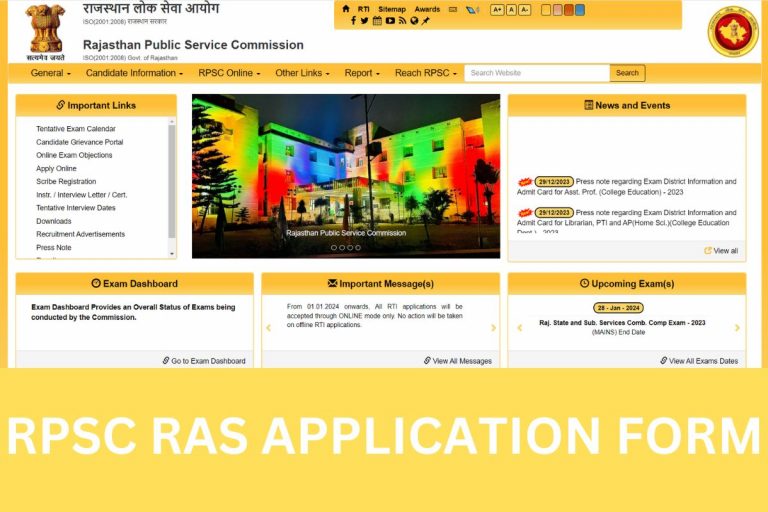 RPSC RAS Application form 2025 Rajasthan RAS Recruitment 2025 RAS